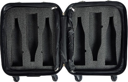 6 bottle wine suitcase Open