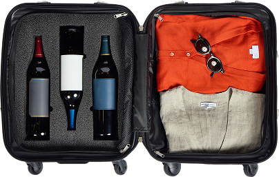 6 Bottle wine Suitcase With Clothes and Wine